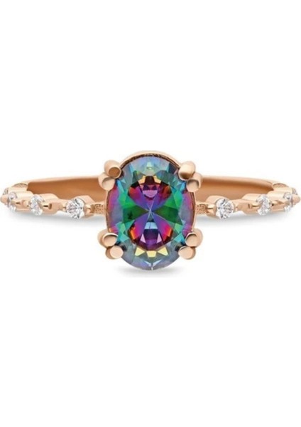 Gümüş Yüzük - Kadın Mistik Topaz Ihtişamı 925 Ayar Gümüş Evlilik Teklifi Hediye Gümüş Yüzük modelleri