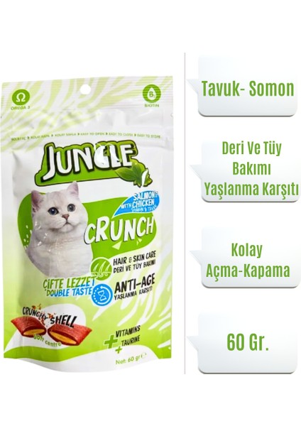Crunch Kedi Ödül Maması Deri ve Tüy Bakımı - Yaşlannma Karşıtı 60 Gr.