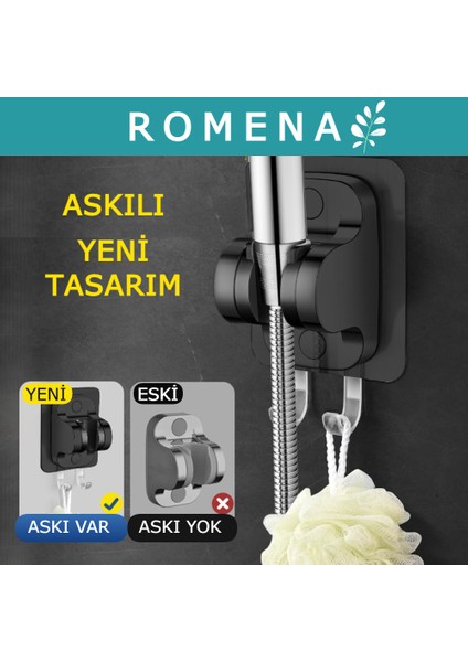 Yeni Model Askılı, Delme Yok, Yapışkanlı, Ayarlanabilir El Duşu Tutacağı, Duş Mafsalı R5011-S