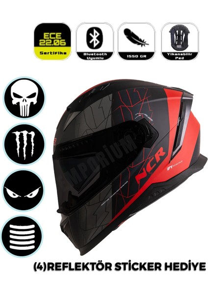 Emporium Ncr Stream Full Face Siyah Vizörlü Kapalı Kask (Ece-06)