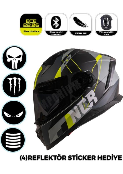 Emporium Ncr Stream Full Face Siyah Vizörlü Kapalı Kask (Ece-06)