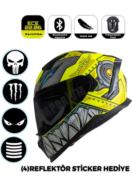 Emporium Ncr Stream Full Face Siyah Vizörlü Kapalı Kask (Ece-06)