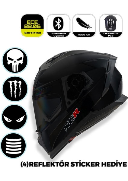 Emporium Ncr Stream Full Face Siyah Vizörlü Kapalı Kask (Ece-06)