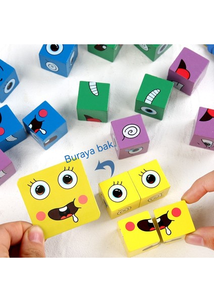 Çocukların 3 Boyutlu Yüz Değiştirme Rubik Küpü - Mantıksal Düşünme Eğitimi - Büyük Parçacıklı Yapı Taşları Erken Eğitici Oyuncaklar (Yurt Dışından)
