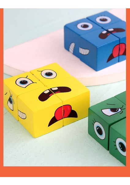 Çocukların 3 Boyutlu Yüz Değiştirme Rubik Küpü - Mantıksal Düşünme Eğitimi - Büyük Parçacıklı Yapı Taşları Erken Eğitici Oyuncaklar (Yurt Dışından)