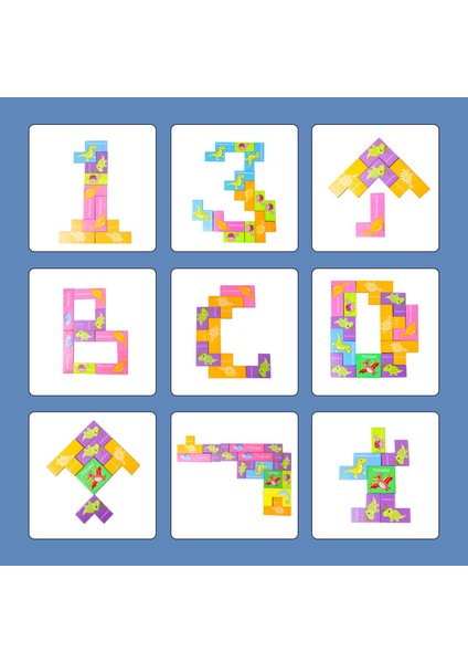 Tetris Yapı Taşları - Hayvan Yaratıcı Bulmacalar - Zihin Eğitimi Ahşap Oyuncaklar (Yurt Dışından)