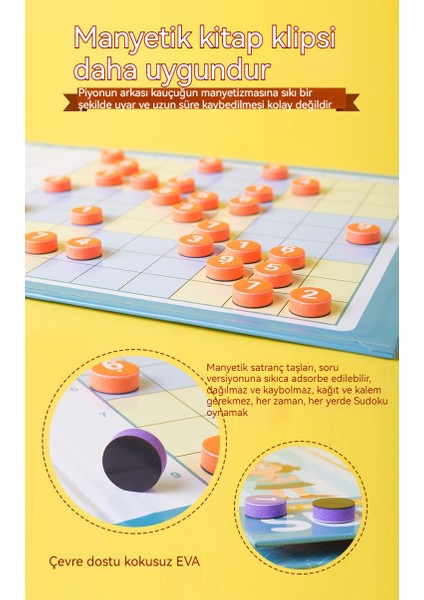Manyetik Sudoku - Masa Oyunu - Mantıksal Düşünme Eğitimi - Çocuk Erken Eğitim Oyuncakları (Yurt Dışından) fırsatları