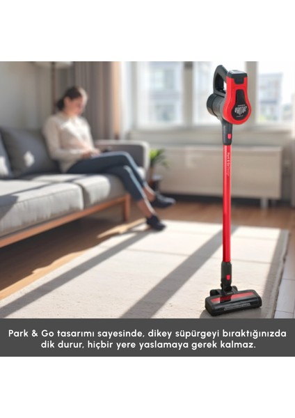 Vantuz Power Up Dikey Süpürge Imperial Red