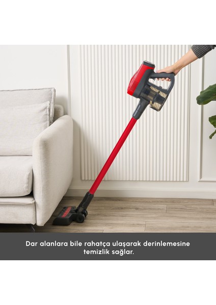 Vantuz Power Up Dikey Süpürge Imperial Red