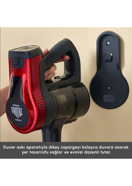 Vantuz Power Up Dikey Süpürge Imperial Red