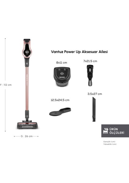 Vantuz Power Up 25 W Dikey Süpürge Rosegold