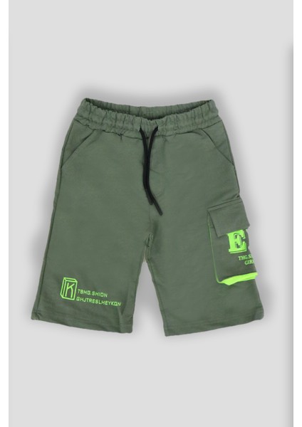 Erkek Çocuk Kapaklı Cepli Er Baskılı Şort - 1399