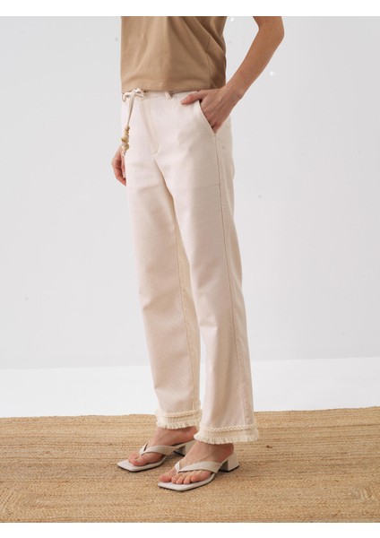 Kadın Naturel Regular Fit Pamuklu Pantolon