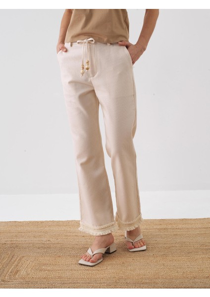 Kadın Naturel Regular Fit Pamuklu Pantolon