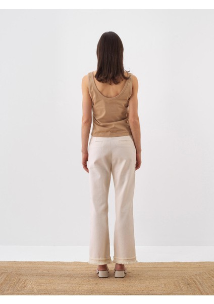 Kadın Naturel Regular Fit Pamuklu Pantolon