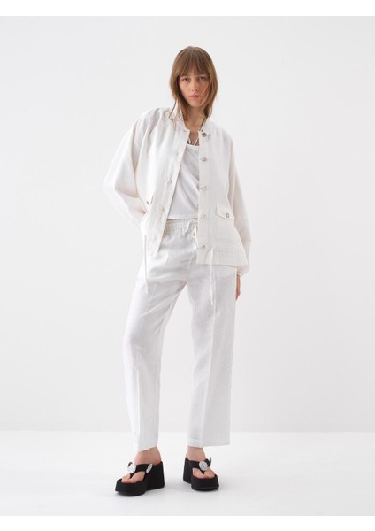 Kadın Beyaz Oversize Keten Ceket fırsatları