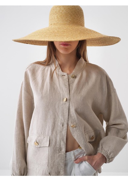 Kadın Naturel Oversize Keten Ceket fırsatları