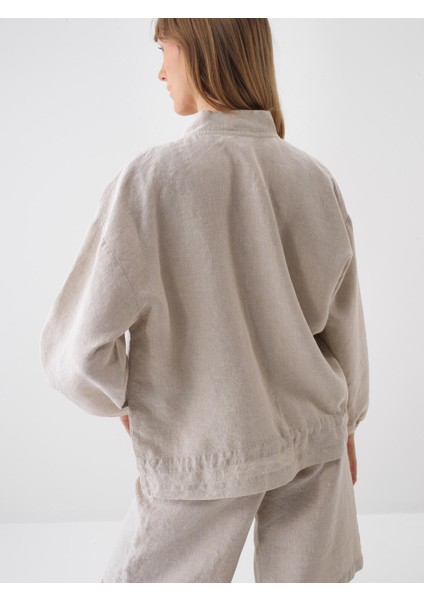 Kadın Naturel Oversize Keten Ceket indirimleri