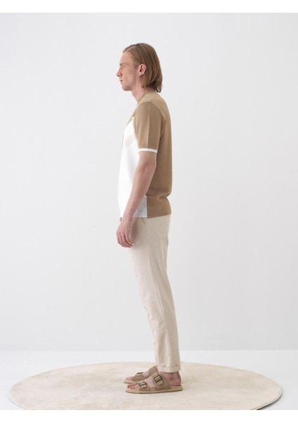Naturel Slim Fit Keten Jogger Pantolon modelleri