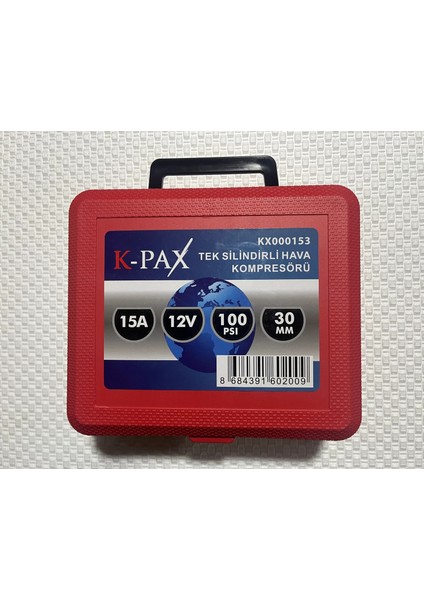 Tek Silindirli Hava Kompresörü 12 V 100 Psı 15A 30MM KOD:KX000153
