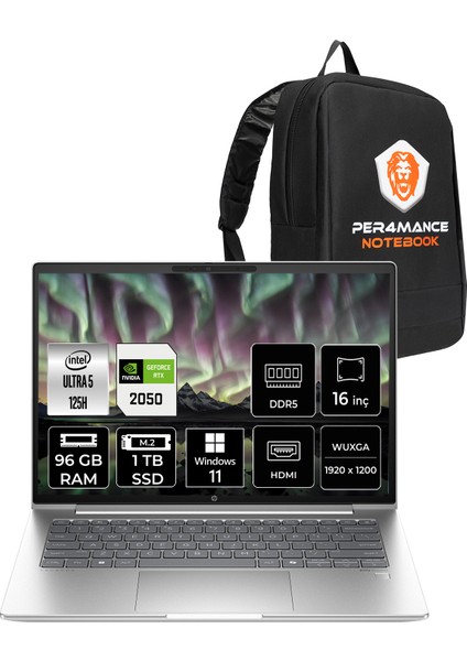 Probook 460 G11 Intel Core Ultra 5 125H 96GB 1tb SSD RTX2050/4GB 16" Fhd+ Windows 11 Pro Taşınabilir Bilgisayar & Per4 Çanta 9Y7B7ETPN378