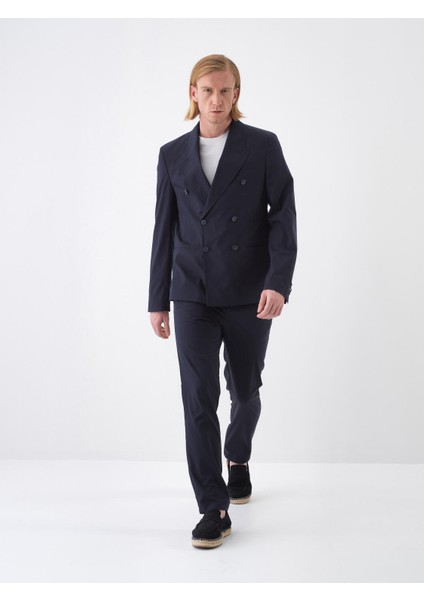 Erkek Lacivert Regular Fit Liyosel Ceket