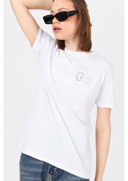 Beyaz Change Yazı Kabartmalı Tişört 25227 fiyatları