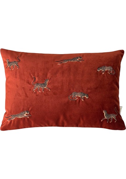 Dekoratif Leopar Desenli Kadife Kırlent Kılıfı 35 x 50 cm