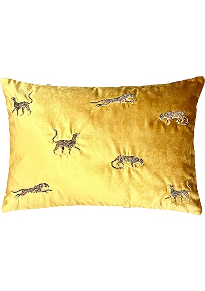 Dekoratif Leopar Desenli Kadife Kırlent Kılıfı 35 x 50 cm