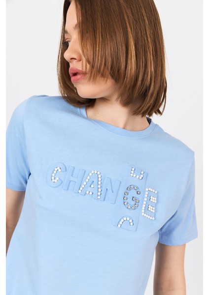 Mavi Change Yazı Kabartmalı Tişört 25227 fırsatları