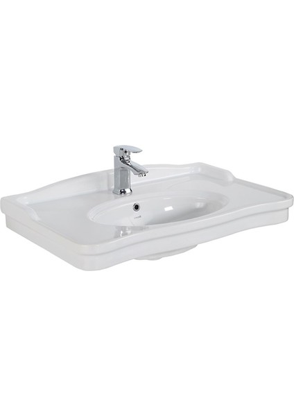 AN080 Antik Etajerli Dolap Uyumlu Lavabo 80 cm