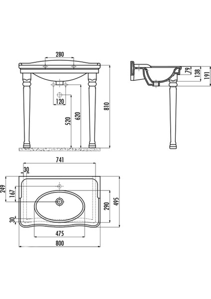 AN080 Antik Etajerli Dolap Uyumlu Lavabo 80 cm fiyatları