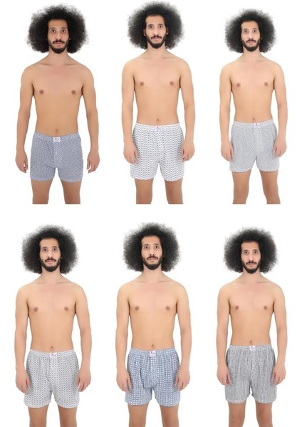 Erkek 10'lu Paket Karışık Desenli Düğmeli Boxer modelleri