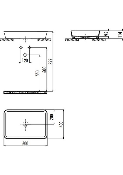 LP060 Loop 40X60 cm Tezgah Üstü Lavabo