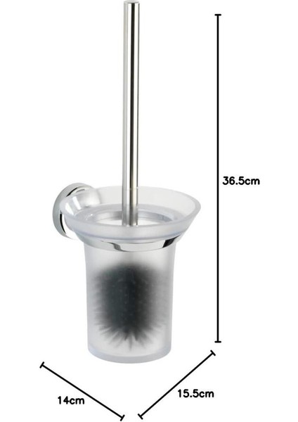 Tuvalet Fırçası Seti – Şeffaf Tutuculu Gümüş Abs Tasarım, 36.5 cm modelleri