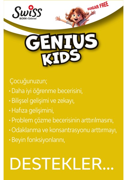 Genius Kids 150 ml Şurup Magnezyum L Threonate Sitikolin Içeren Çocuk Şurubu Zeka Gelişim Şurubu fiyatları