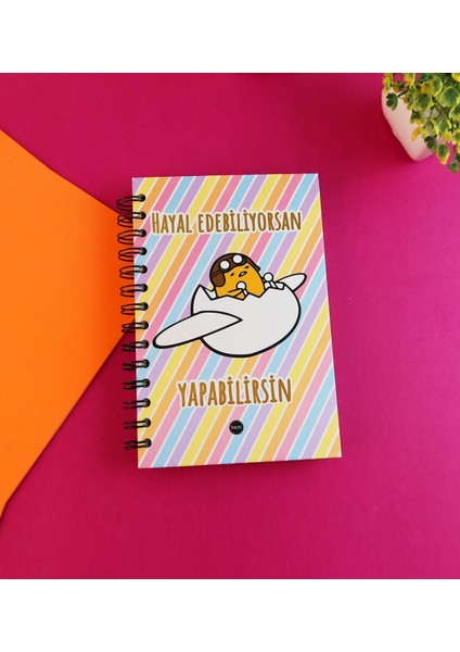 Özel Tasarım Spiralli 15*21 cm Dot Defter, Eskiz Defteri, Doodle Book - 2 Sayfa Stıcker Hediyeli