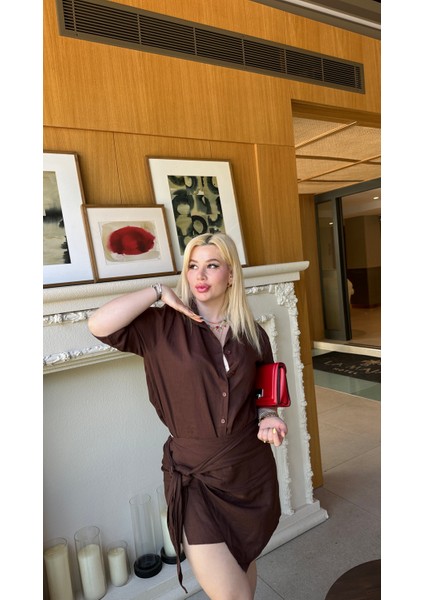 Zr Premium Keten Acı Kahverengi Etek Gömlek Takım fiyatları