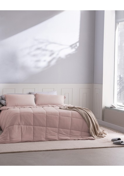Ilus Bambu Çift Kişilik Comforter Set - Pudra