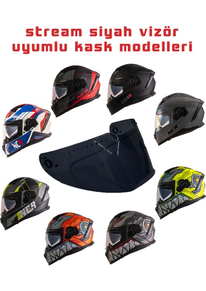 Stream Full Face Siyah Vizör (M69)