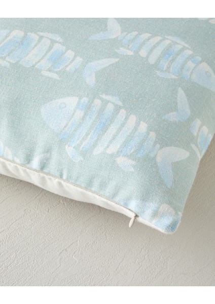 Vintage Marine Dijital Baskı Kırlent Kılıfı 45X45 cm Mavi-Yeşil modelleri