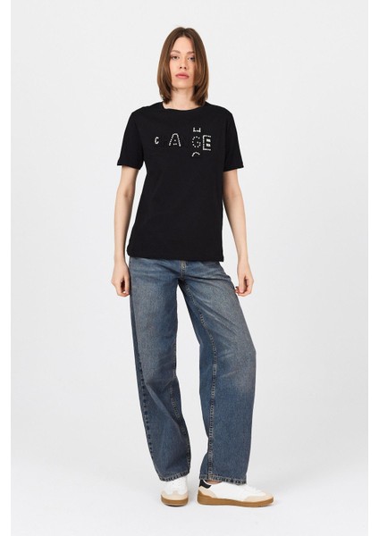 Siyah Change Yazı Kabartmalı Tişört 25227 fiyatları