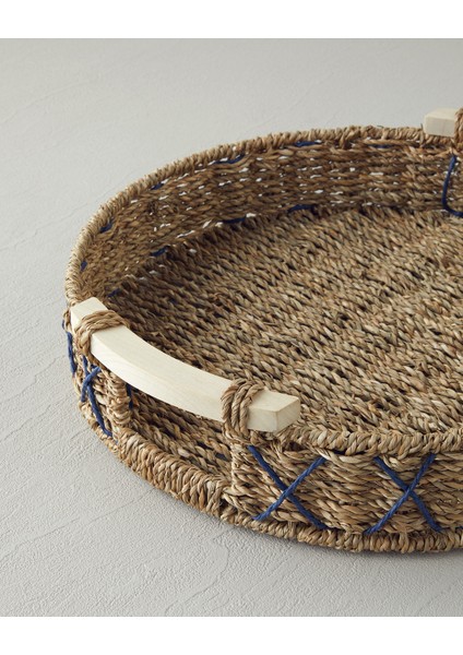 Savanna Hasır Tepsi 32 cm Mavi-Bej modelleri