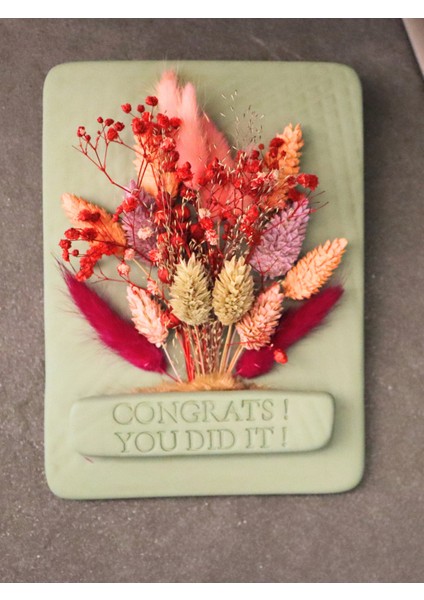 ile Çok Özel Hediyeler 🎁 El Yapımı Tebrik Hediyesi 🎁 Congrats! You Dıd It! – Tebrikler! Başardın! Kuru Çiçekli Seramik Dekor fırsatları