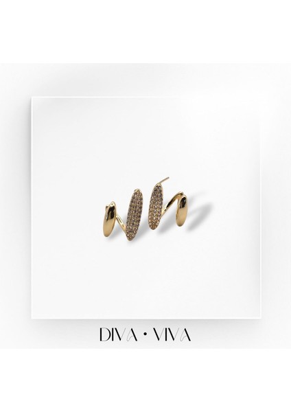 - Dualis Earcuff Görünümlü Taş Detaylı Kadın Küpe