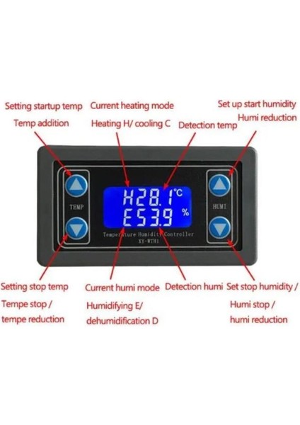 Xy-Wth1 6-30V Dc Dijital Termostat Sıcaklık ve Nem Kontrol Cihazı (6-30V Dc ile Çalışır)