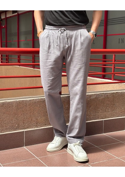 Erkek, Bel lastikli, Geniş kesim, Keten dokuma, pamuklu, pileli pantolon 302 fiyatları