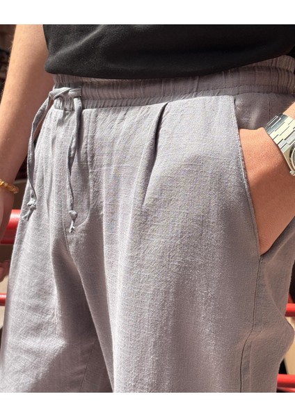 Erkek, Bel lastikli, Geniş kesim, Keten dokuma, pamuklu, pileli pantolon 302 fırsatları