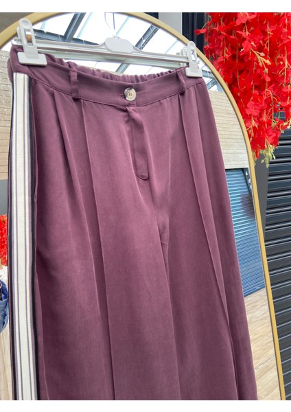 Kadın Yanlar Şeritli Palazzon Pantolon