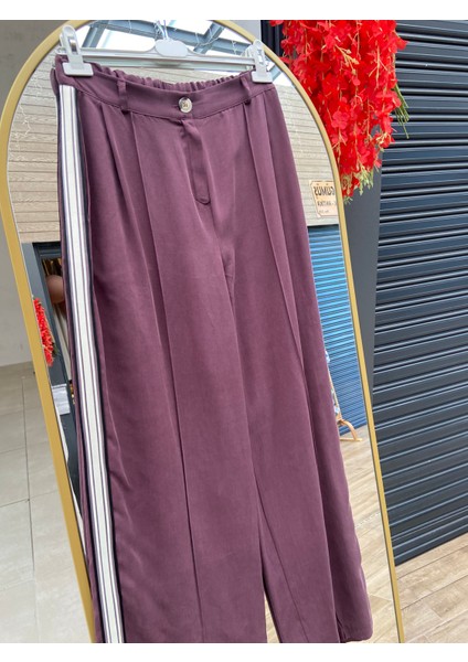 Kadın Yanlar Şeritli Palazzon Pantolon